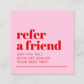 ピンククールクはっきりしたレッドホワイト美しいサロン 紹介カード (正面)