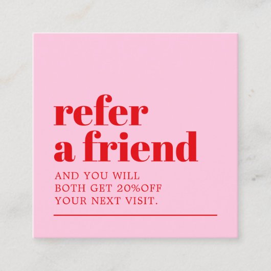 ピンククールクはっきりしたレッドホワイト美しいサロン 紹介カード (正面)