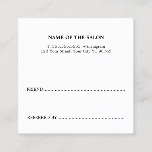 ピンククールクはっきりしたレッドホワイト美しいサロン 紹介カード (裏面)