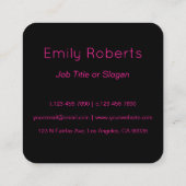 ピンククールクモダン・ブラック・モノグラムまたは会社の手紙 スクエア名刺 (裏面)