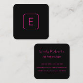ピンククールクモダン・ブラック・モノグラムまたは会社の手紙 スクエア名刺 (正面/裏面)