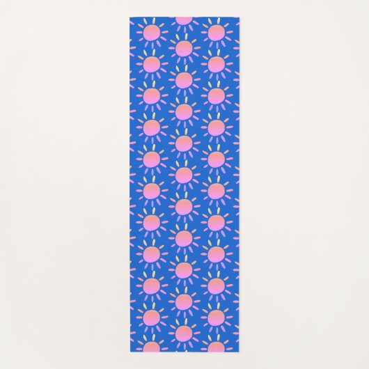 ピンククールグラデーションの太陽パターン両面 ヨガマット (正面)