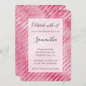 ピンククールグームストライプ誕生日 招待状 (正面/裏面)