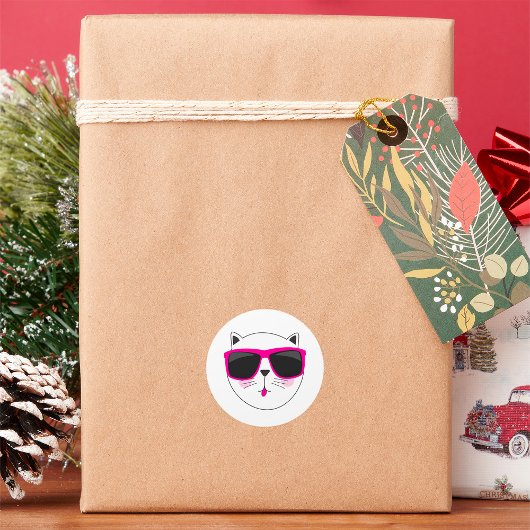 ピンククールサングラスかわいい子猫猫顔 ラウンドシール