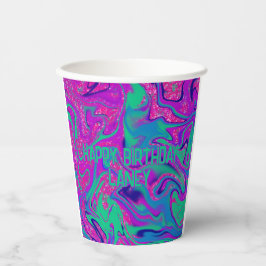 ピンククールティール（緑がかった色）グリッターガール誕生日スライムパーティー 紙コップ