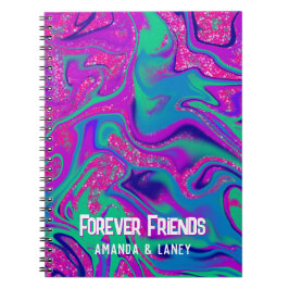 ピンククールパープルグリッターガール誕生日スライムパーティー ノートブック