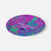 ピンククールパープルグリッターガール誕生日スライムパーティー ペーパープレート (アングル)