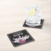 ピンククールボーリングパーティーコースター スクエアペーパーコースター (インサイチュ)