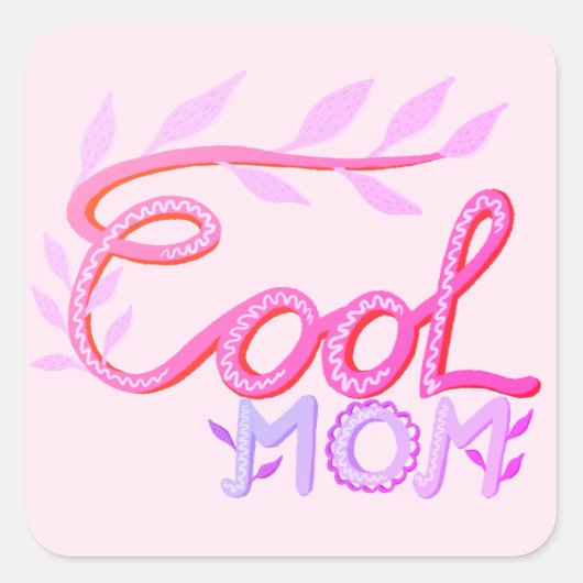 ピンククールマピンクハンドレタリング母の日 スクエアシール (正面)