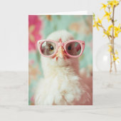 ピンククールメガネ春のシック カード (黄色い花)