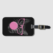 ピンククールメガネ&バブルガム猫 ラゲッジタグ (正面横)