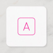 ピンククールモダンのホワイトモノグラムまたは会社レター スクエア名刺 (正面)