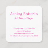 ピンククールモダンのホワイトモノグラムまたは会社レター スクエア名刺 (裏面)