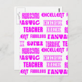 ピンククールモダンデザイン4先生前向き語 ポストカード (正面/裏面)