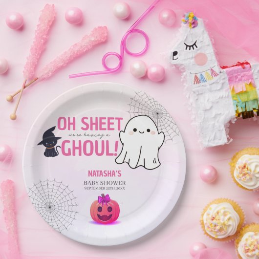 ピンクグウルハロウィーンベビーシャワー ペーパープレート (パーティー)