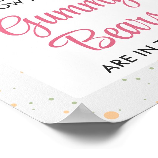 ピンクグミベア推測ゲーム女の子ベビーシャワー ポスター (角)