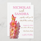 ピンクグラジオラス結婚フローラ 招待状 (正面/裏面)