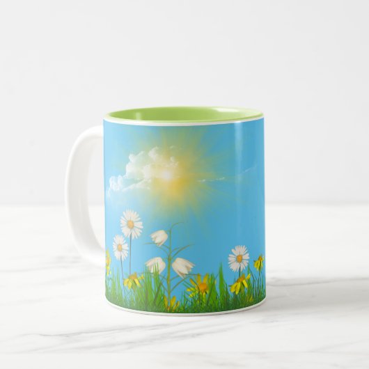 ピンクグラス付きピクルス ツートーンマグカップ (正面左)