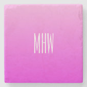 ピンクグラディエントカスタムモノグラム石コースター ストーンコースター (正面)