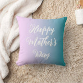 ピンクグラデーションかわいらしティール(緑がかった色)母の日のカスタムメッセージ クッション (ブランケット)