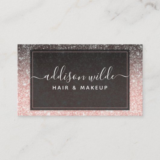 ピンクグラデーションとブラックグリッターシモダンックラックス 名刺 (正面)
