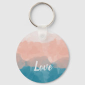 ピンクグラデーションとブルーの愛の優雅なグラデーション キーホルダー (正面)
