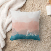 ピンクグラデーションとブルーの愛の優雅なグラデーション クッション (ブランケット)