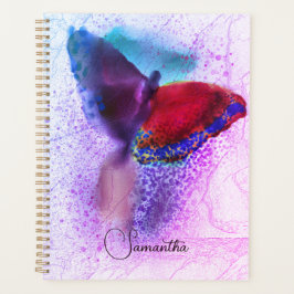 ピンクグラデーションと紫の蝶の写真モノグラムの プランナー手帳