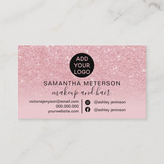 ピンクグラデーションのグリッターガーリースパークル ロイヤリティカード (裏面)