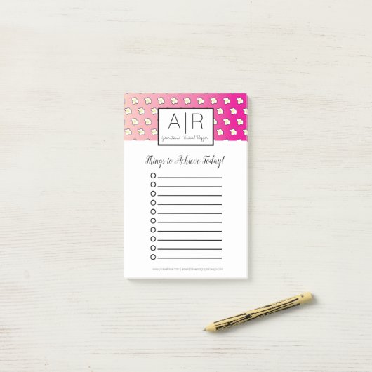 ピンクグラデーションの揚げ卵 ポストイット (デスク上)