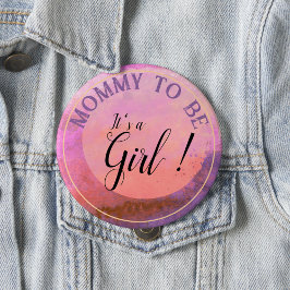 ピンクグラデーションの水彩「It's a Girl」マタニティマーク 缶バッジ