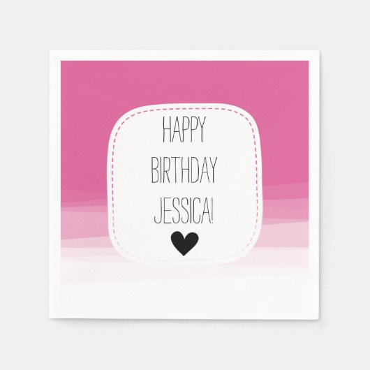 ピンクグラデーションの水色 スタンダードカクテルナプキン (正面)