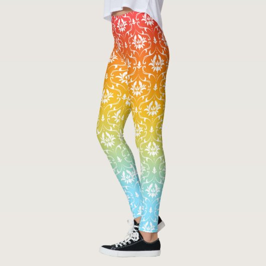 ピンクグラデーションの青と黄色の炎 レギンス (左)