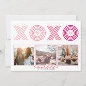 ピンクグラデーションのHOOガレンティンズ日ハート写真ホリデー シーズンカード (正面)