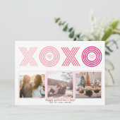 ピンクグラデーションのHOOガレンティンズ日ハート写真ホリデー シーズンカード (スタンド正面)