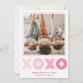 ピンクグラデーションのHOO Galentines Dayハート写真 シーズンカード (正面)