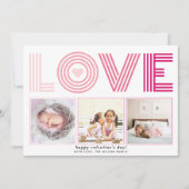 ピンクグラデーションのLOVE Valentines Dayハート写真 シーズンカード (正面)