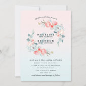 ピンクグラデーションガフランスのーデンフローラ結婚リース 招待状 (正面)