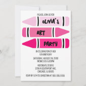 ピンクグラデーションクライアンズアート誕生日パーティーへの招待 招待状 (正面)