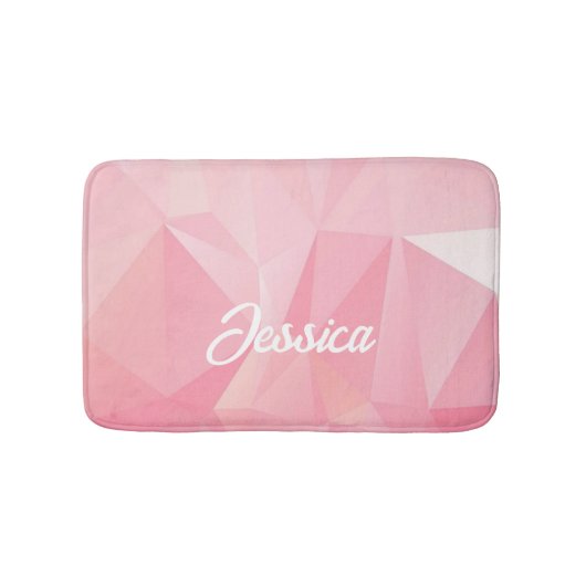 ピンクグラデーショングラデーションの幾何学的パターン バスマット (正面)
