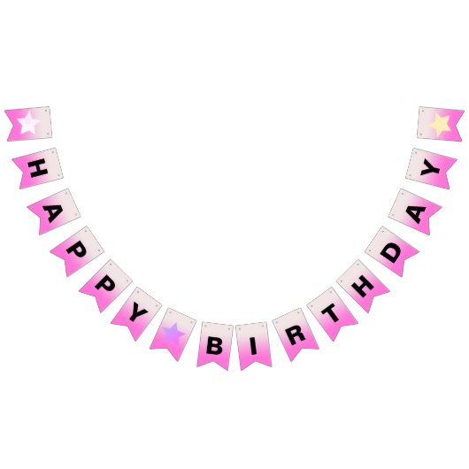 ピンクグラデーショングラデーションハッピーバースデー バンティングフラッグ (全)