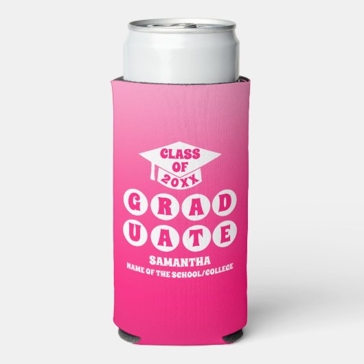 ピンクグラデーショングラデーション卒業パーティー スリム缶クーラー (Seltzer裏面)