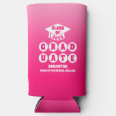 ピンクグラデーショングラデーション卒業パーティー スリム缶クーラー (正面)