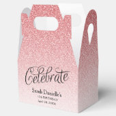 ピンクグラデーショングリッターカスタム誕生日賛成 フェイバーボックス (オープン)