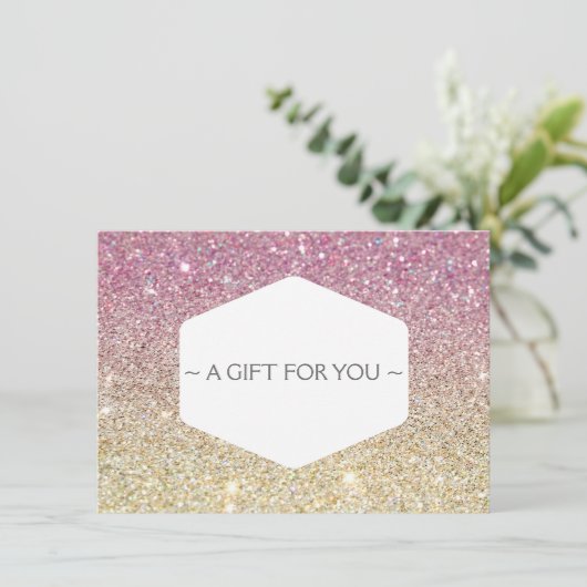 ピンクグラデーショングリッターギフト券 (スタンド正面)