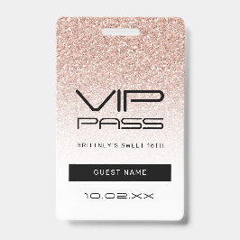 ピンクグラデーショングリッタースウィート16th VIPパスラニヤード バッジ