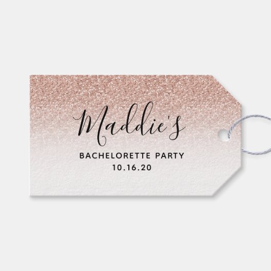 ピンクグラデーショングリッターバチェロレッテ花嫁のお気に入り ギフトタグ (正面(横))
