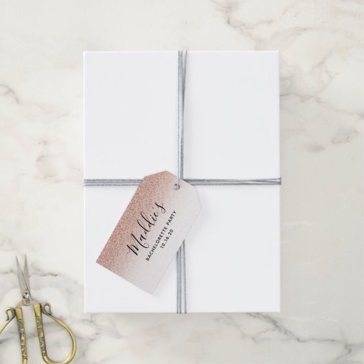 ピンクグラデーショングリッターバチェロレッテ花嫁のお気に入り ギフトタグ (より糸付き)