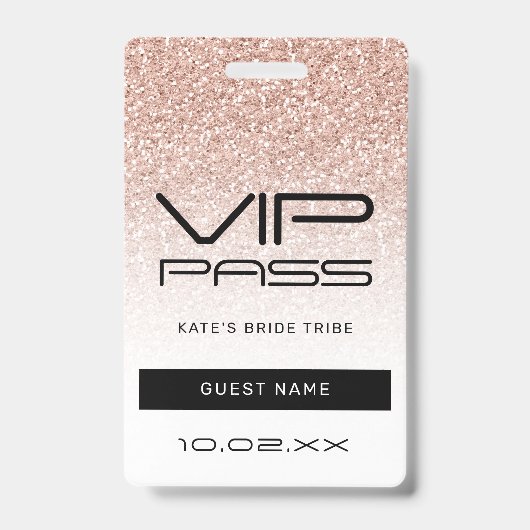 ピンクグラデーショングリッターバチェロレッテVIPパスラニヤード バッジ (Front)