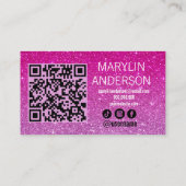 ピンクグラデーショングリッターラッシュテクニシャンQRコード 名刺 (裏面)